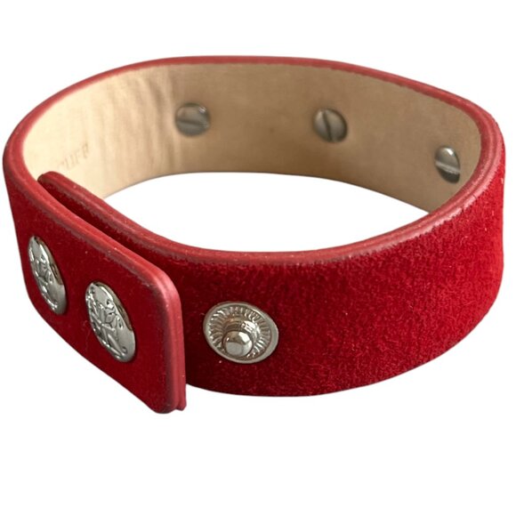 Rustic Cuff Red Suede LOVE Adjustable Bracelet  NWOT - Picture 2 of 4